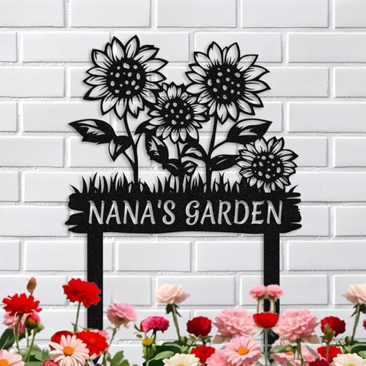 Personalized Metal Flower Garden Sign with Stake,Sunflower Garden Decor for Outdoor,Patio Yard Decor,Gifts for Gardeners style 10