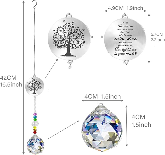 Memorial Gifts Crystal Suncatcher,Unique Sympathy Gifts for Loss of Loved One,Rainbow Maker Bereavement Gifts Box for Loss of Father Mom Dad Son Daughter Husband Brother Grandmother (Tree)