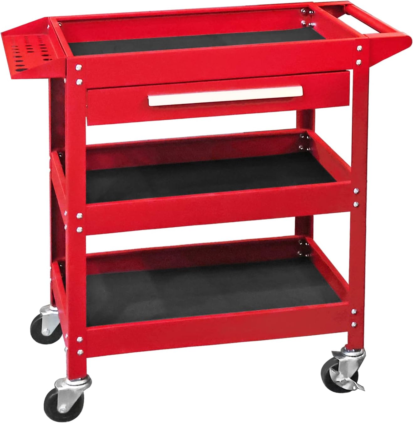 GSTANDARD APTB311R Torin Rolling Tool Cart with Drawer: 3 Layer Tool Oragnizer with Foam Pad and Heavy Duty Utility Cart with Four Swivel Casters, Red