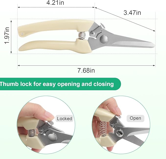 6PCS Ultra Sharp garden shears, Japanese pruning scissors gardening tools, pruners for flower, bushes, rose and fruit tree, use for florist, yard and orchard the plant clippers (White, 6)