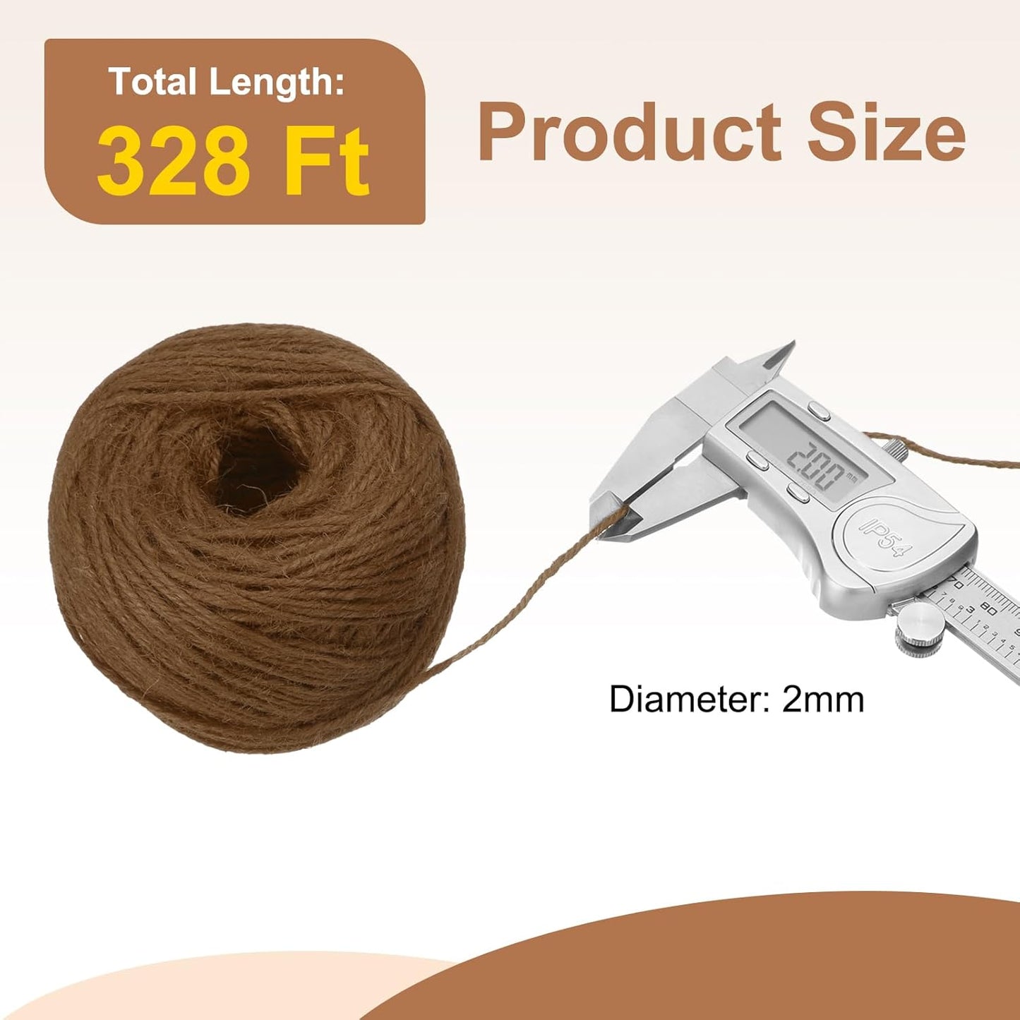 uxcell 328 Feet Natural Jute Twine String,2mm Thin Garden Twine Rope Colored Plant String Cord for DIY Art Crafts Gift Wrapping Decoration Packing Gardening Plant Hanger,Brown
