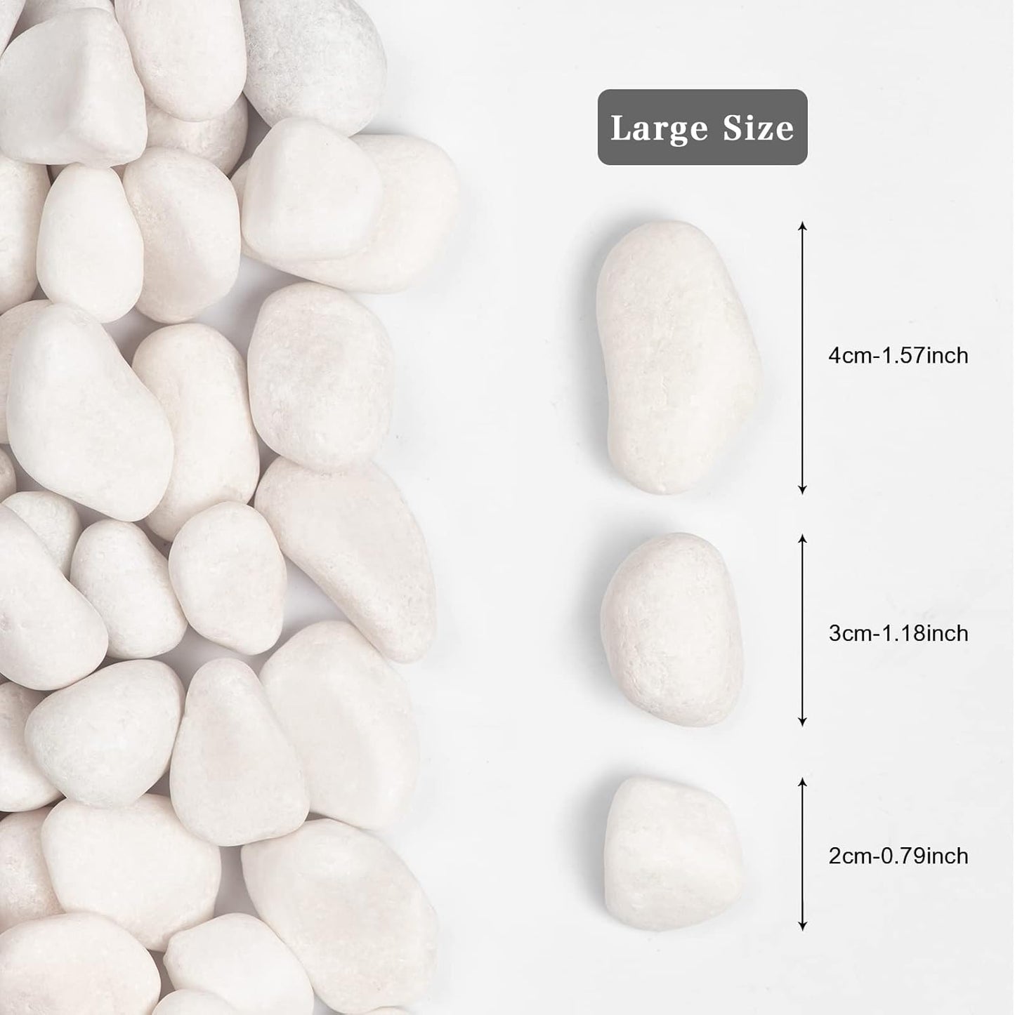 11lbs White Natural River Rocks, Polished Pebbles for Plants Garden, 1-2 inch Decorative White Stones, Ideal for Fish Tank, Vases, Crafting, Home Decor and Garden Landscaping Rocks,White