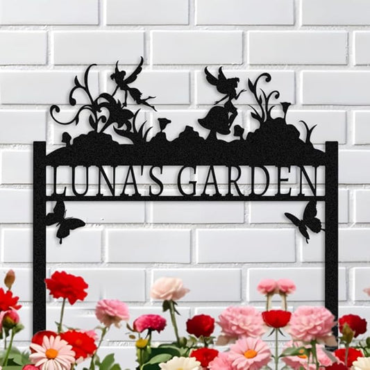 Personalized Metal Flower Garden Sign with Stake,Fairy Garden Decor for Outdoor,Patio Yard Decor,Gifts for Gardeners style 12