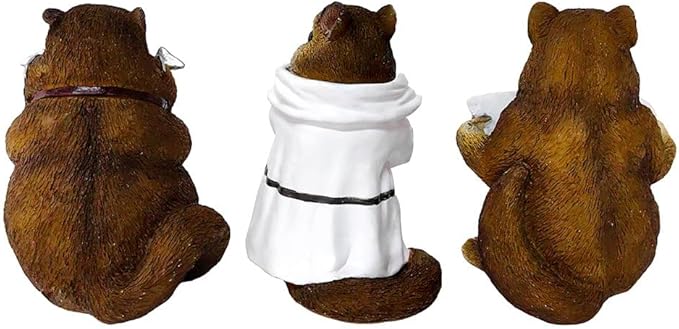 Spring & Summer-Themed Garden Statues – Adorable Outdoor Decor for Lawn, Patio & Porch (Whimsical Chipmunk Trio Set of Three Figurines, 5" Cute Desk Decor and Garden Statues)