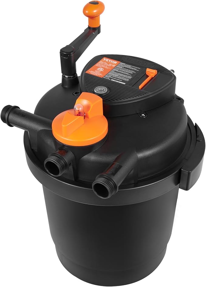 VEVOR Bio Pressure Pond Filter, Up to 1600 Gallons, with 13W UV-C Light, 1580 GPH, Pressurized Biological Pond Filter System Filtration Equipment for Fountain Pool, Koi Fish Aquarium Tank Garden Water