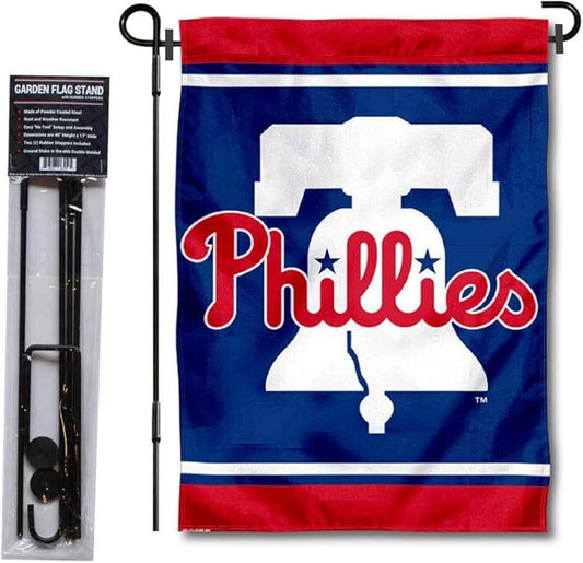 WinCraft Philadelphia Phillies Liberty Bell Garden Flag and Flagpole Stand Holder