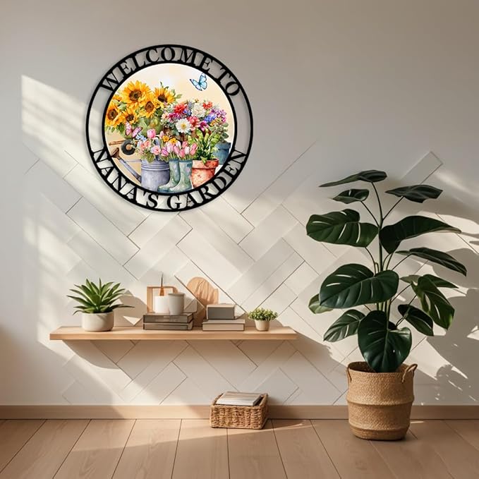 Custom Colorful Flowers Metal Garden Sign,Garden Tools Decor for Outside,Personazlied Last Name Signs,Outdoor Decor for Patio Lawn Backyard,Gardening Gifts style 20