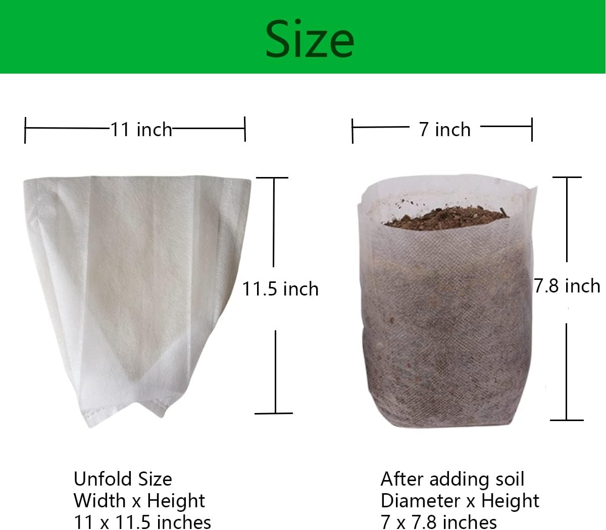 gardtree Plant Nursery Bags 11” x 11.5” 100PCS, Non-Woven Plant Grow Bags Fabric Seedling Starter Pots for Vegetable Flower Fruit Saplings Tree, Home Garden Supply