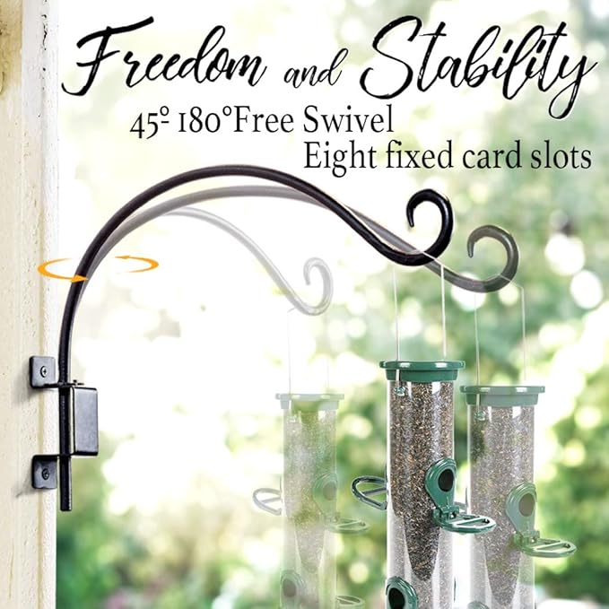 Swivel Bird Feeder Hanger Hook: Swivel Hanging Plant Bracket Outdoor - Wall Mount Swivel Hanging Hook for Bird Feeder 12Inch 2Packs