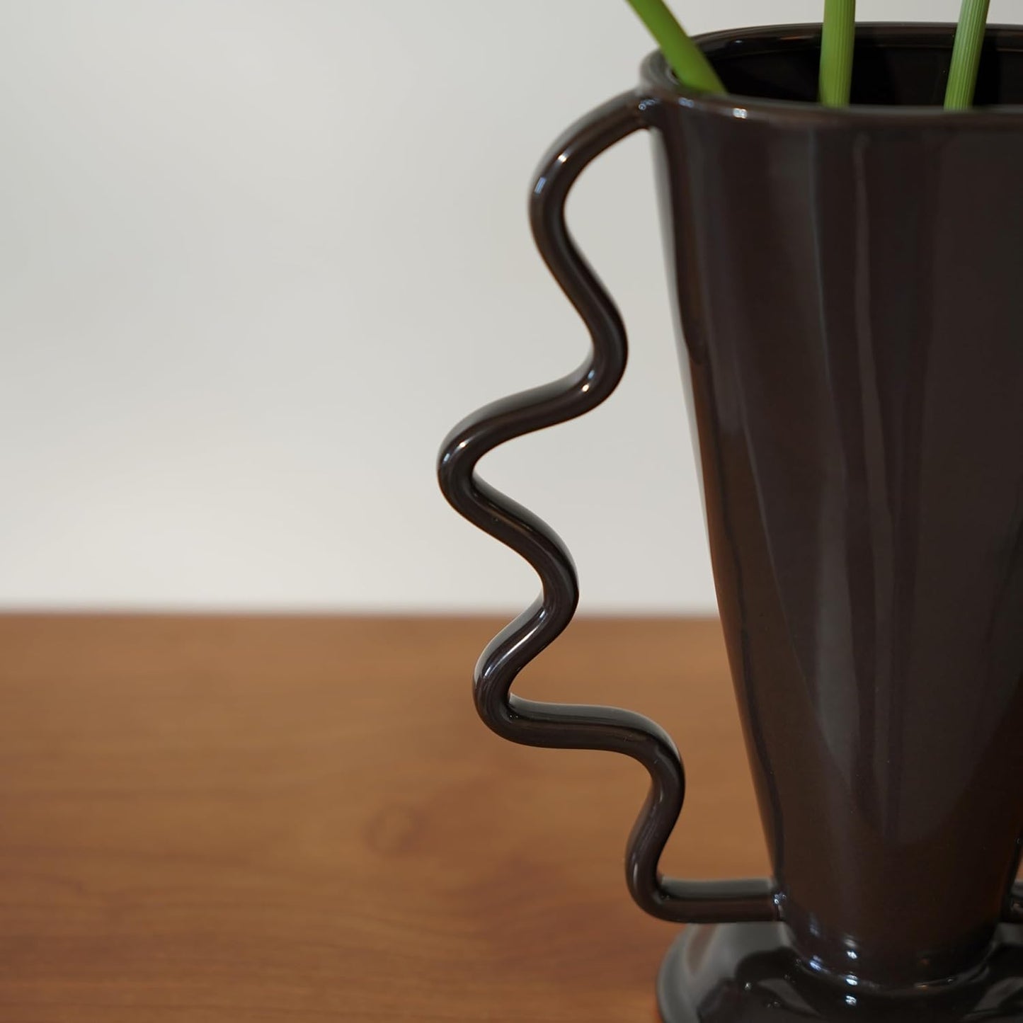 Wild Works Dark Brown Rotary Vase, 9.85” Tall Vintage Decor Vases Medieval Flower Vessel Living Room Entrance Personalized Simple Wabi Sabi Decorative Ornament Ceramic Ornament