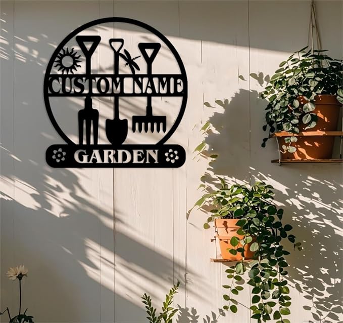 Custom Garden Metal Wall Art Personalized Garden Name Sign Yard Sign Decorative Outdoor Gardening Decor Gifts for Gardeners