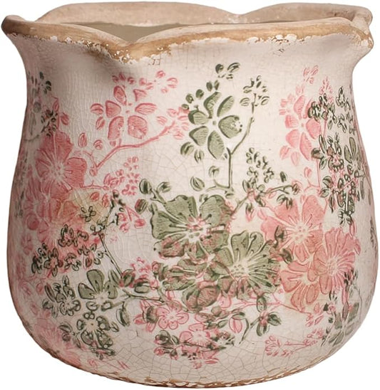 Ceramic Pots for Plants, Vintage Plant Pot with Drainage Hole, 6.11in. Planter for Indoor Plants, Crackle Glaze Finish Flower Pot, Perfect Tuscan Ceramic Planter for Gardening, Pastel Meadow