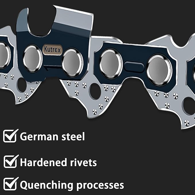 8 Inch Chainsaw Chain 3/8" LP Pitch, 050" Gauge, 33 Drive Links | 3Pack Low-Kickback Replacement Chain for Craftsman, Worx, Ryobi, Echo, Poulan and More -S33