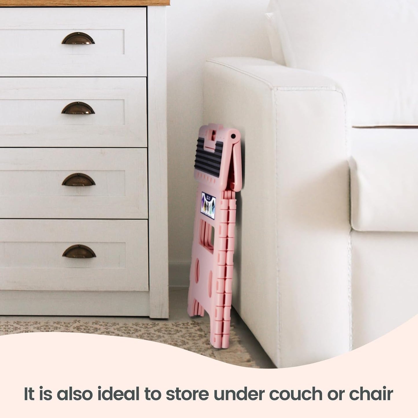 Delxo Folding Step Stool 13 Inch,Non-Slip Foldable Stools for Kids & Adults Up to 300 LBS,Kitchen Collapsible Fold Up Stepping Stool with Dotted 1 Pack,Pink