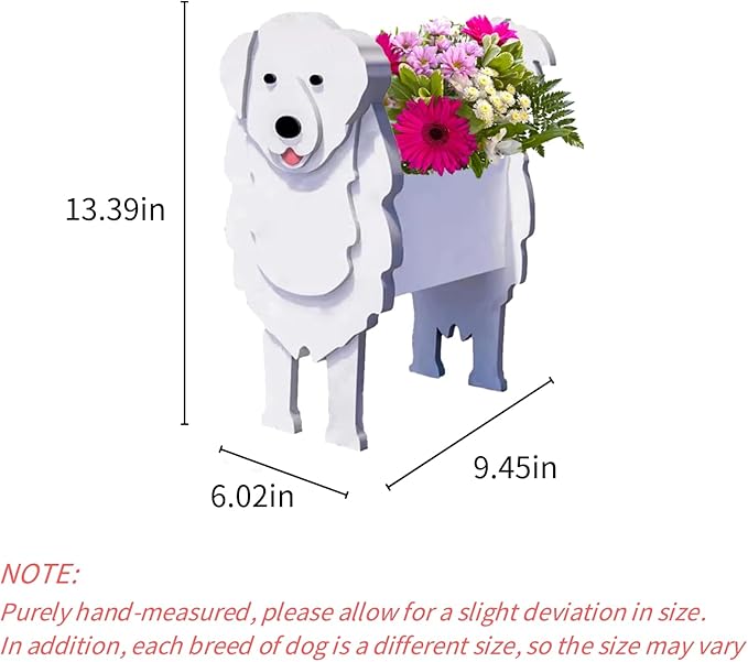Great Pyrenees Dog Planter Plant Pots,Cute Garden Dog Flower Planter,Dog Planters Birthday Gifts for Women,Office,Indoor/Outdoor Decor（9.45 * 6.97 * 12.2in）