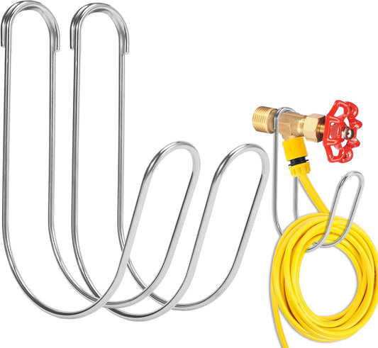 Garden Hose Holder Water Hose Hanger Wall Mounted,304Stainless Steel Solid Hose Hook Holds Up to 50Ft Garden Hose, Expandable Hose, Water Hose(Chrome 2pcs)