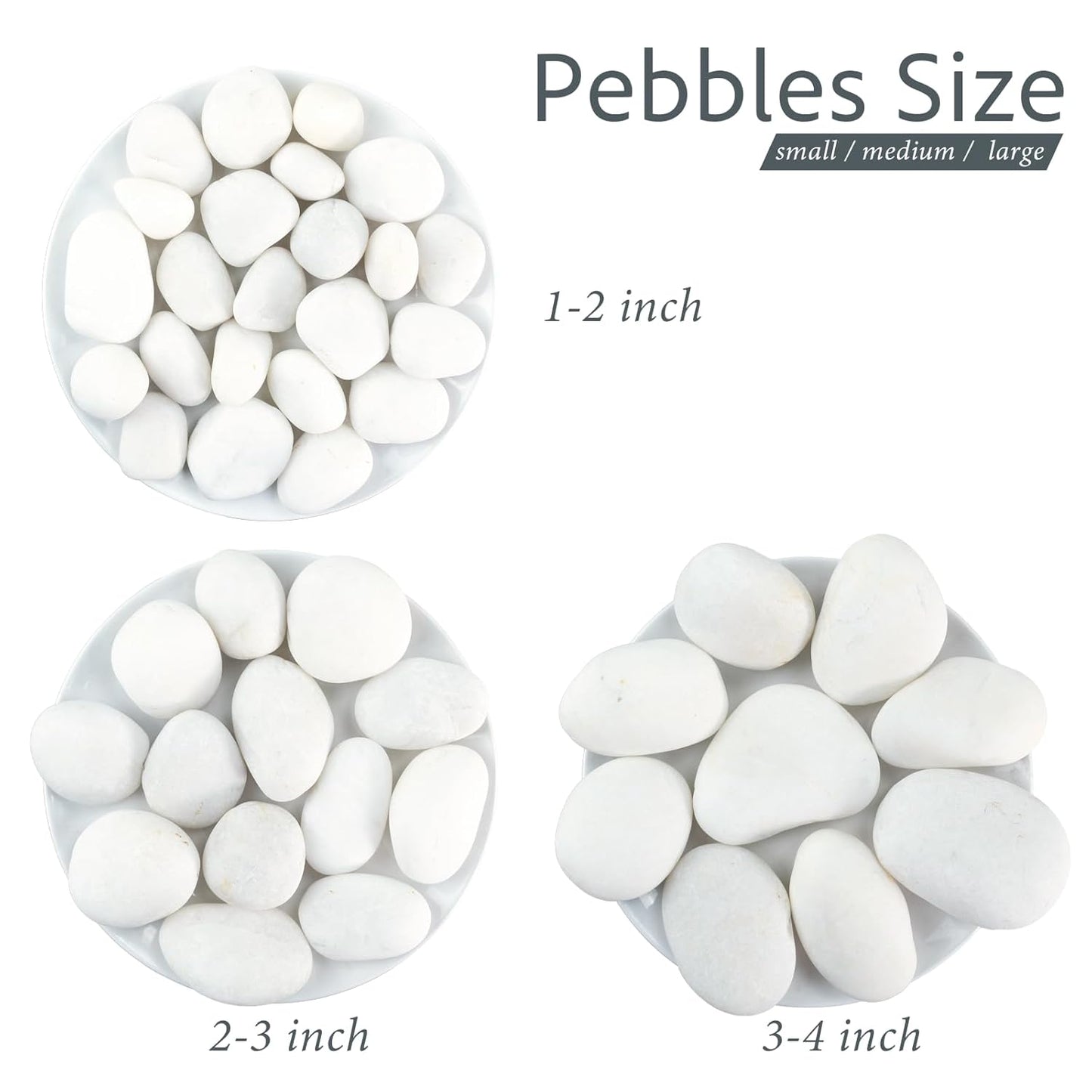 River Rocks, 20lbs Aquarium Rocks, 2-3 Inch White Pebbles for Indoor Plants, Natural Stones for Landscaping Garden Paving Plant Rocks Crafting Walkways