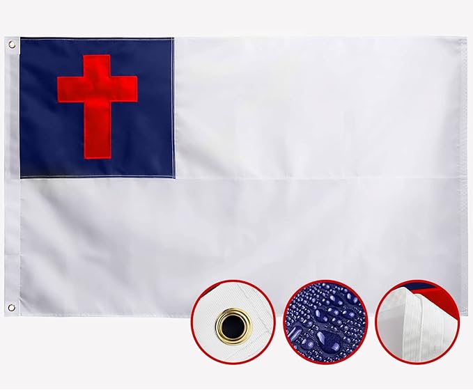Christian Flag 4x6 Outdoor in USA Embroidered,Heavy Duty Nylon,Sewn Stripes, Stronger Brass Grommets,Christianity Easter Day,Jesus Flags Flags Perfect for Outside