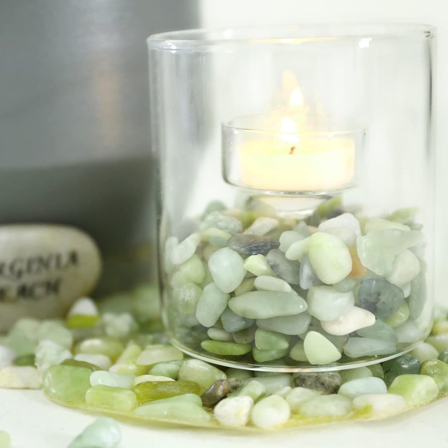 11lbs Natural River Rocks, Polished Pebbles for Plants Garden, 0.3-0.8 inch Decorative Jade Stones, Ideal for Fish Tank, Vases, Crafting, Home Decor and Garden Landscaping Rocks,Jade