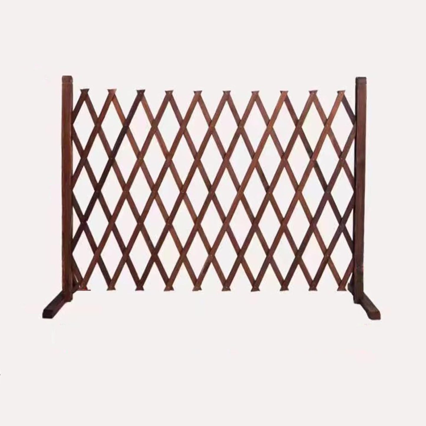 Expandable Wooden Lattice Fence - Adjustable Garden Fencing Panel, Retractable Trellis for Climbing Plants, Freestanding Pet Screen, No-Dig Vertical Rack (Brown, 78.7x27.56in)
