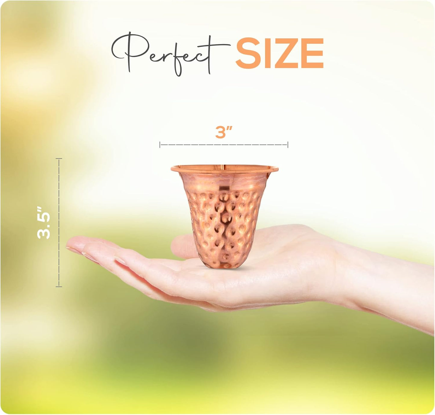 Copper Hammered Rain Chain – Decorative Chimes & Cups Replace Gutter Downspout & Divert Water Away from Home for Stunning Fountain Display – 3’ Long for Universal Fit – Bell Style