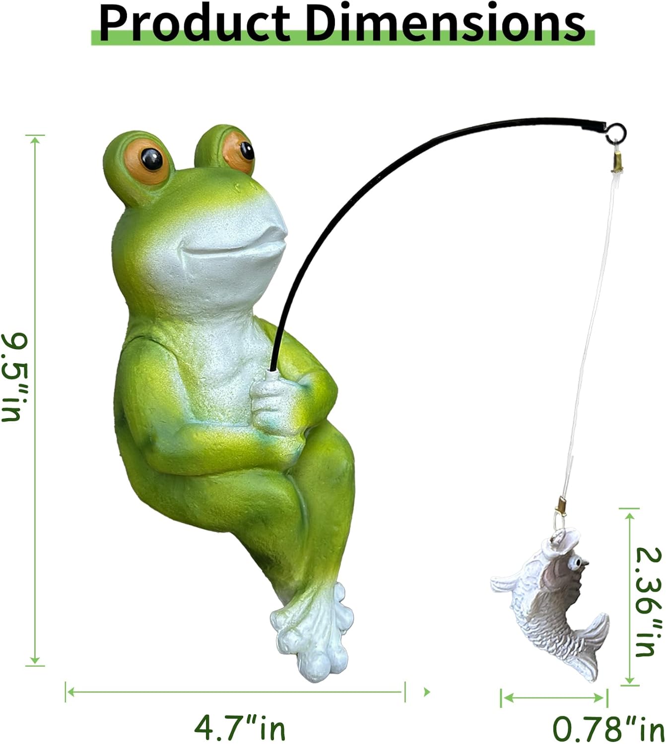 9.5" Fishing Frog Statue, Whimsical Lawn Yard Art, Funny Garden Pond Fisherman Sculpture, Resin Animal Decorative Figurine, Ideal for Frog Lovers
