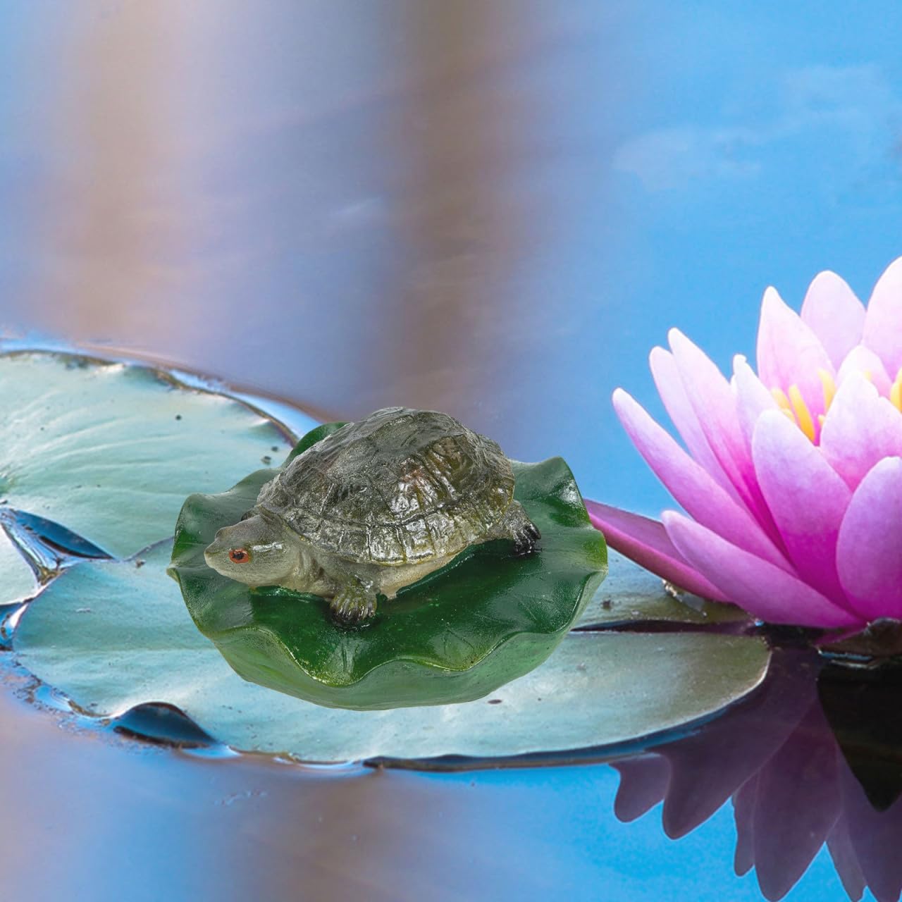 Mikikit Realistic Floating Turtle Statue Pond Decorations Garden Pond Accessory Resin Craft Ornament