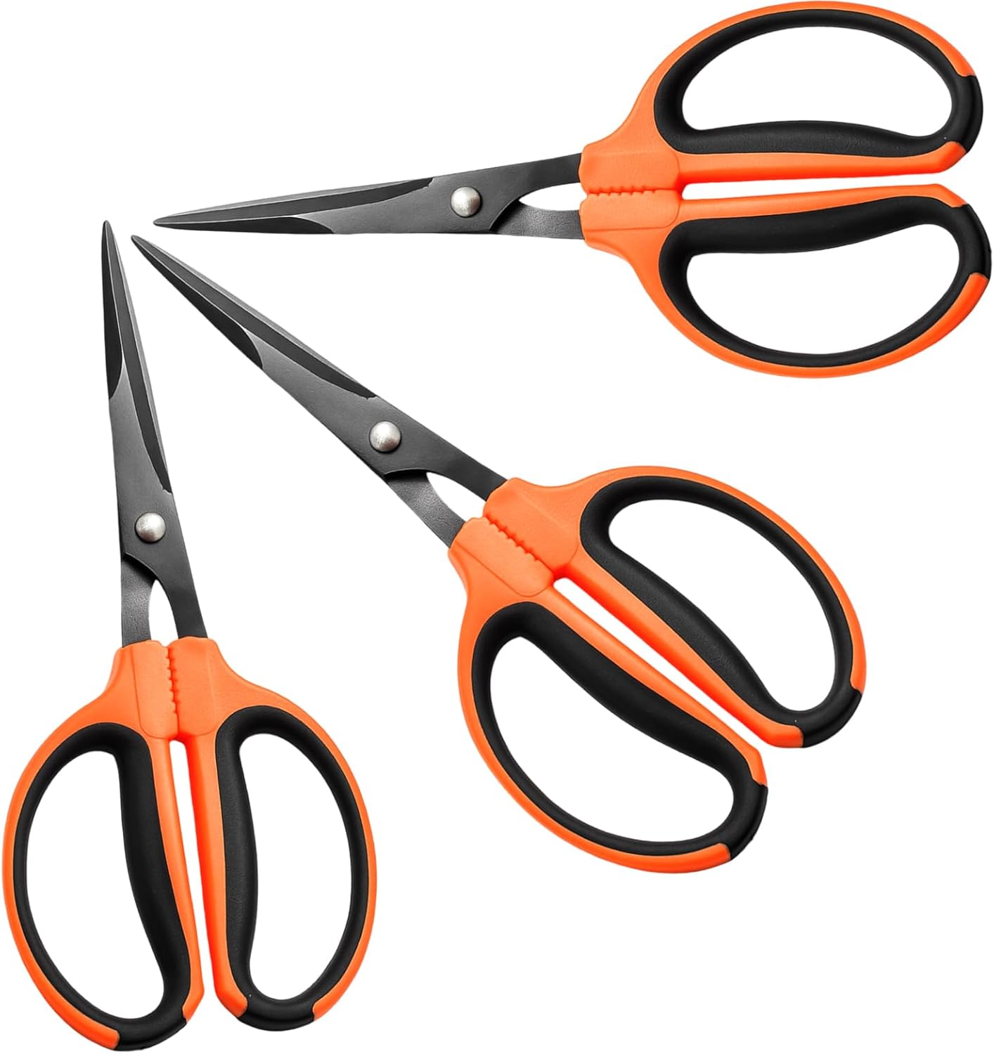 GROWNEER 3 Packs Trimming Scissors Teflon Coated Non Stick Blades Pruning Shears Gardening Hand Pruning Snips with Straight Stainless Steel Precision Blade