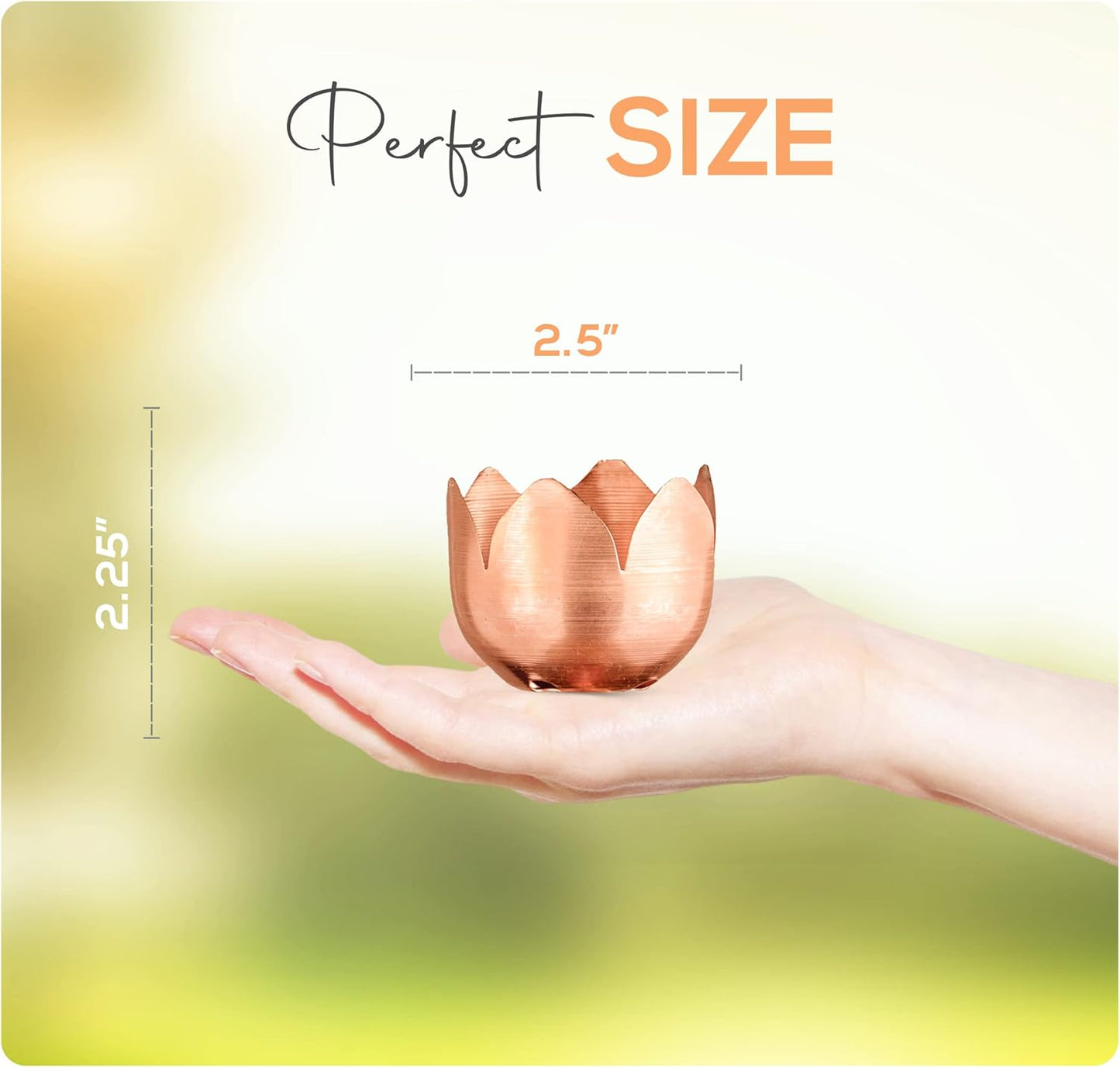 Copper Rain Chain – Decorative Chimes & Cups Replace Gutter Downspout & Divert Water Away from Home for Stunning Fountain Display – 8.5’ Long for Universal Fit – Flower Style