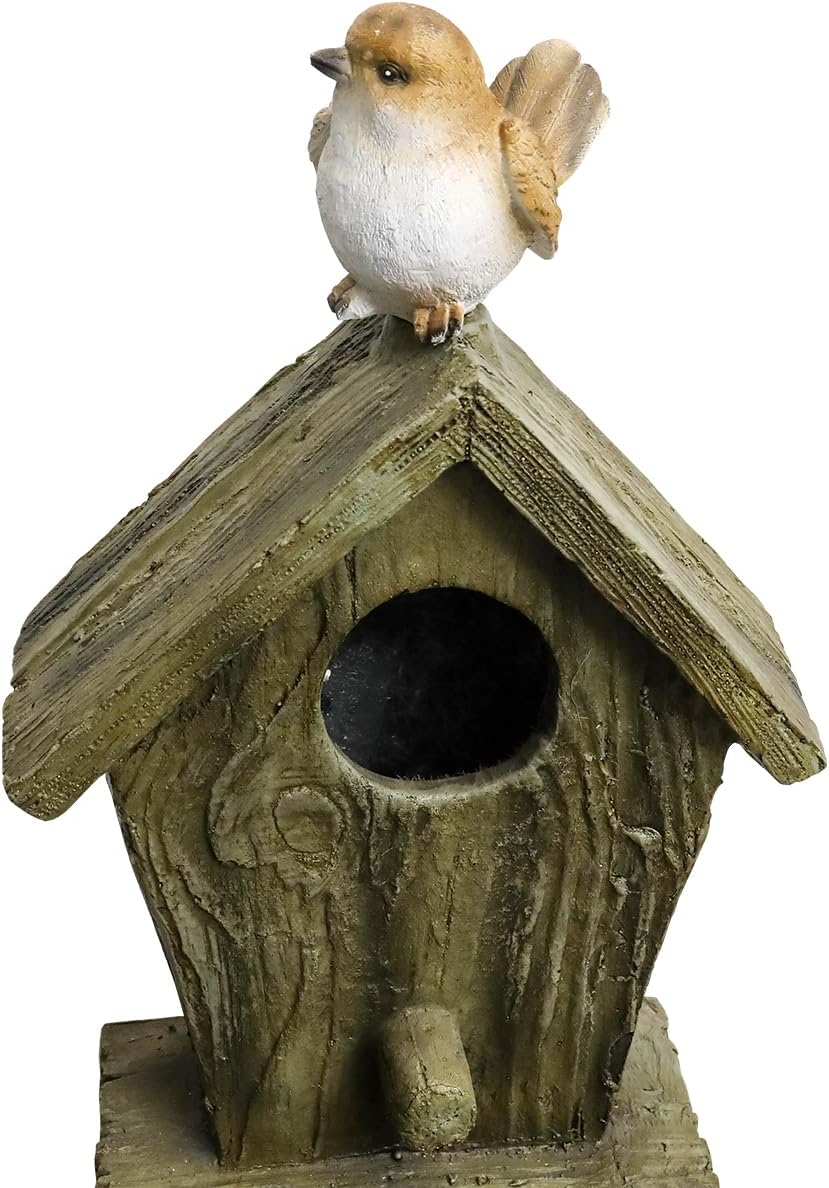 Outdoor Water Fountain with Birdhouse, 39.3inches Rustic Outdoor Water Fountains - Outdoor Cascading Waterfall with Decorative Birds & Buckets, Pump & Lights for Backyard Patio Decor