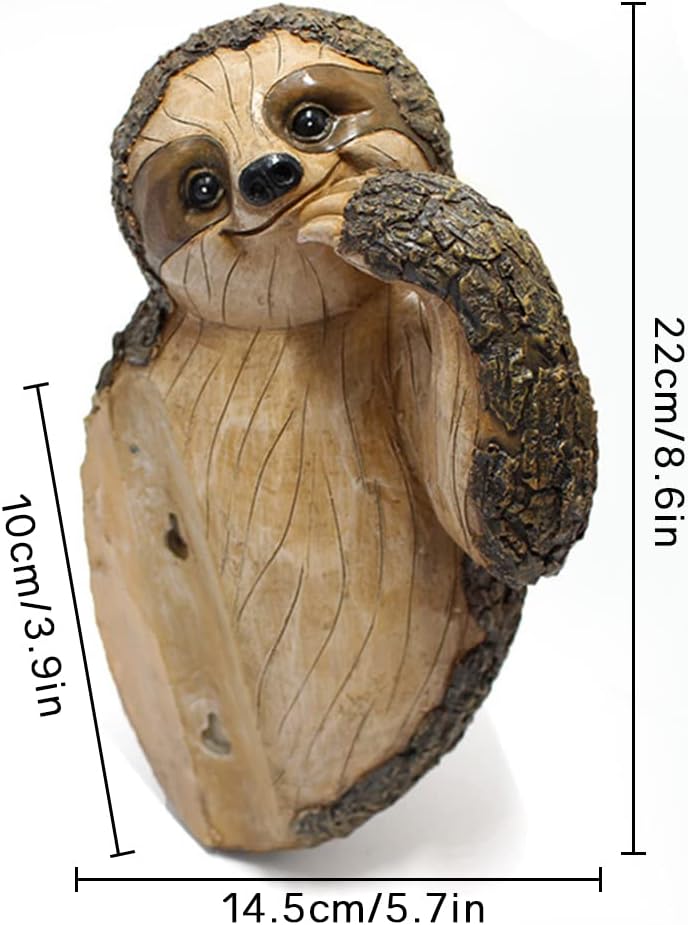 Sloth Tree Hugger, Outdoor Decorations, Resin Garden Sculpture Ornament, Tree Peeker Statue, Summer Gardening Gifts for Housewarming, Handmade with Details, Durable & Waterproof