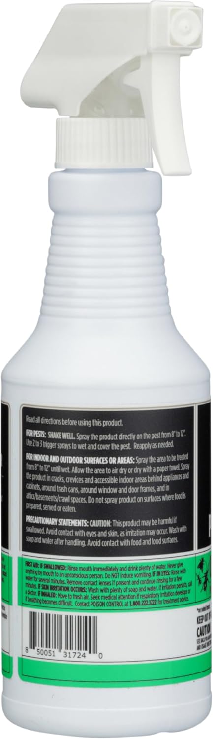 Grandpa Gus's Natural Pest Killer Spray, Ready-to-Use Indoor and Outdoor Insect Control, Kills Ants, Roaches, Spiders, Fleas, Ticks, Hornets, Wasps and More, Safe for Kids and Pets, 16 fl oz