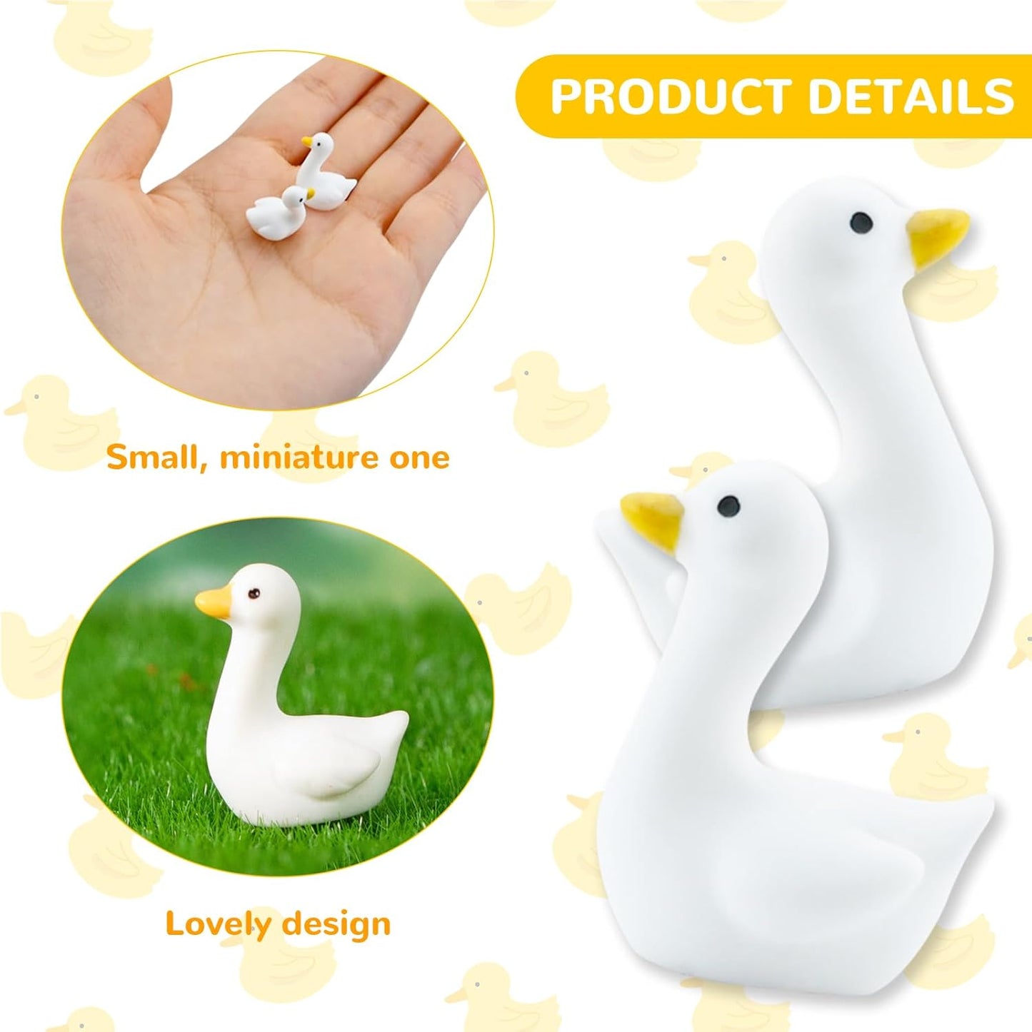 100pcs Mini Tiny Goose Figurines - Resin Geese Animal Statues for Halloween Decorations, DIY Crafts, Party Gifts, Stocking Stuffers, Micro Landscape Ornaments to Hide,Small Desk Goose Decor
