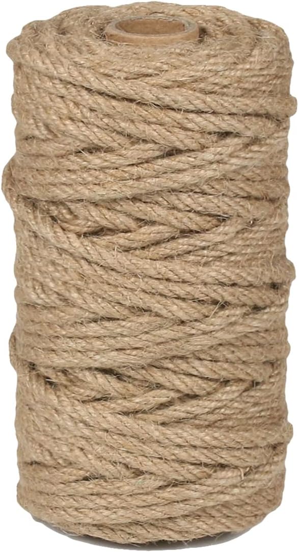 PerkHomy 4mm Jute Rope 120 Feet Twisted Heavy Duty and Thick Twine Rope for Cat Scratcher Scratching Post Tree Craft Projects Gardening Home Decoration Packing Bundling (120FT * 4mm)