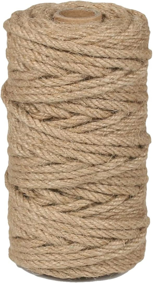 PerkHomy 4mm Jute Rope 120 Feet Twisted Heavy Duty and Thick Twine Rope for Cat Scratcher Scratching Post Tree Craft Projects Gardening Home Decoration Packing Bundling (120FT * 4mm)