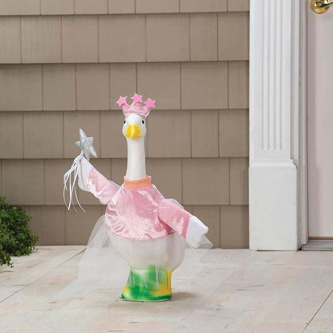 Fox Valley Traders Gaggleville Princess & Dinosaur Goose Outfit Bundle - Includes Princess & Dinosaur Goose Outfits, Fits Large 23" H Statue