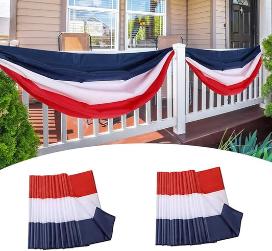 2Pack American Bunting Flag 2x20Ft USA Patriotic Banner Flag Decor Porch Outdoor Red,White & Blue Decorations 4th of July Bunting Decorate Home Garden Outside Décor Independence Day Memorial Days