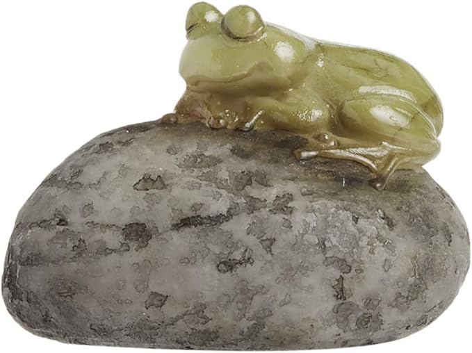 Top Collection Miniature Fairy Garden and Terrarium Statue, Sleeping Cute Frog on Stone
