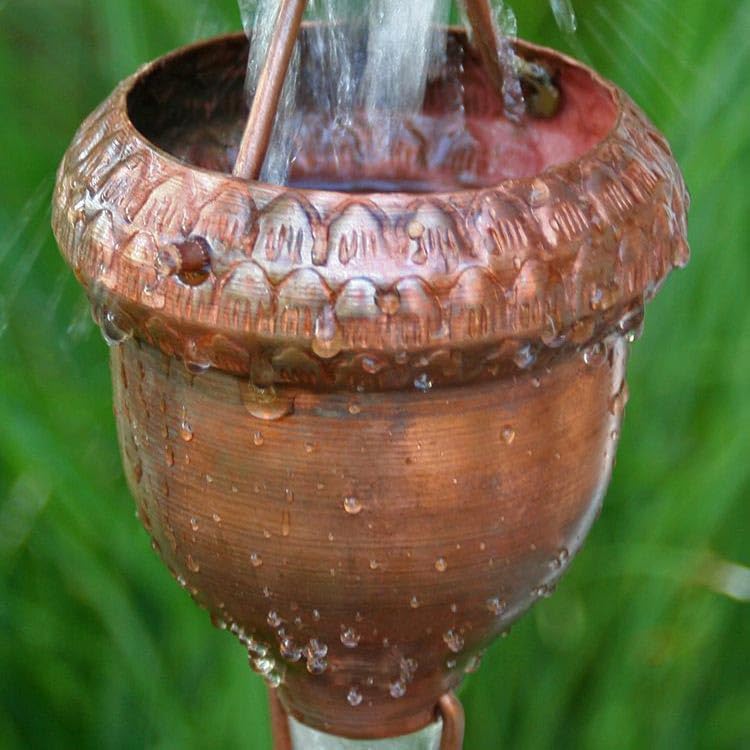 Nutshell Stores Acorn Cups Rain Chain - Copper - 10 Feet