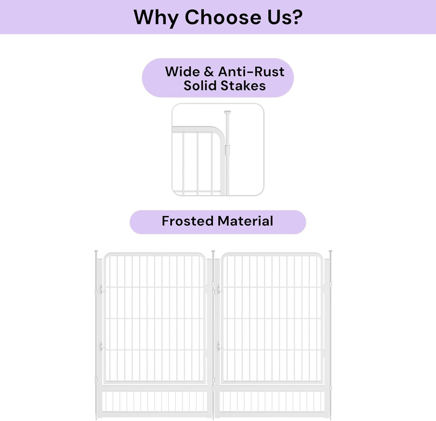 Decorative Garden Fence with Gate 40 in(H) x 26.8 ft(L) 12 Panels, Heavy Duty Metal Animal Barrier Fence for Yard, Flower Bed Fencing, Garden Border Fence, Easy Set Up, White