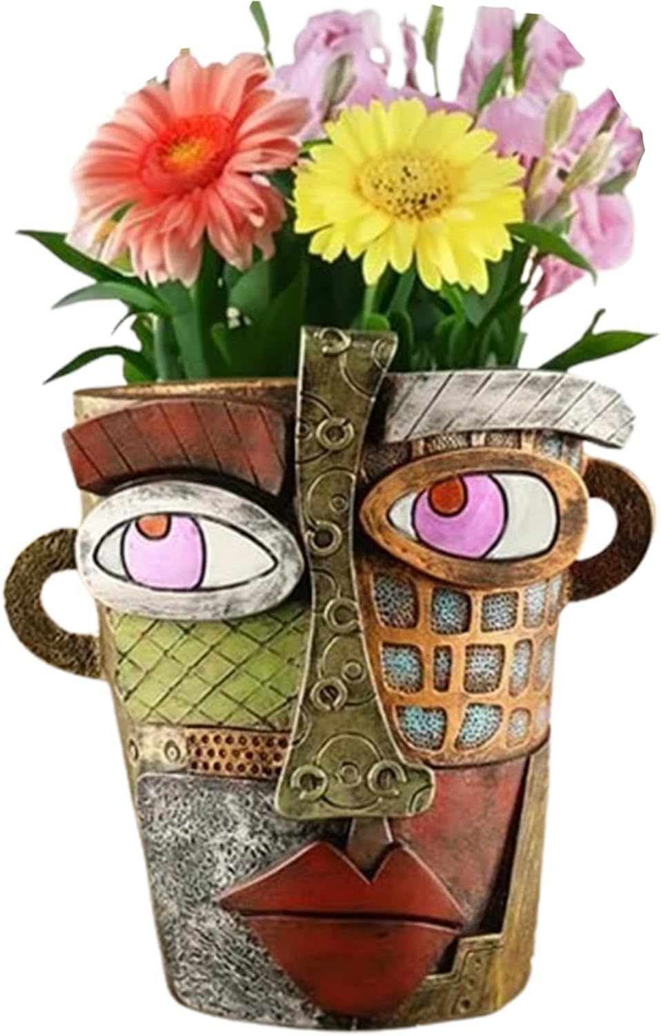 Generic New Picassos Abstract Beauty Face Flower Pot, Colorful Abstract Head Plant Pots, Interesting Decorative Flower Resin Flower Pot, Unique Flower Pots for Home Art Decoration (3.7in-A)