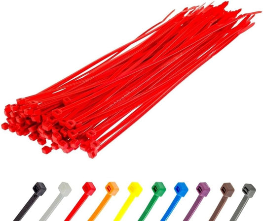 GTSE 12 Inch Red Zip Ties, 100 Pack, 50lb Strength, UV Resistant Long Nylon Cable Ties, Self-Locking 12" Tie Wraps