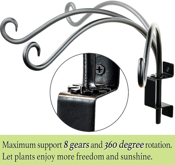 Swivel Bird Feeder Hanger Hook: Swivel Hanging Plant Bracket Outdoor - Wall Mount Swivel Hanging Hook for Bird Feeder 12Inch 2Packs