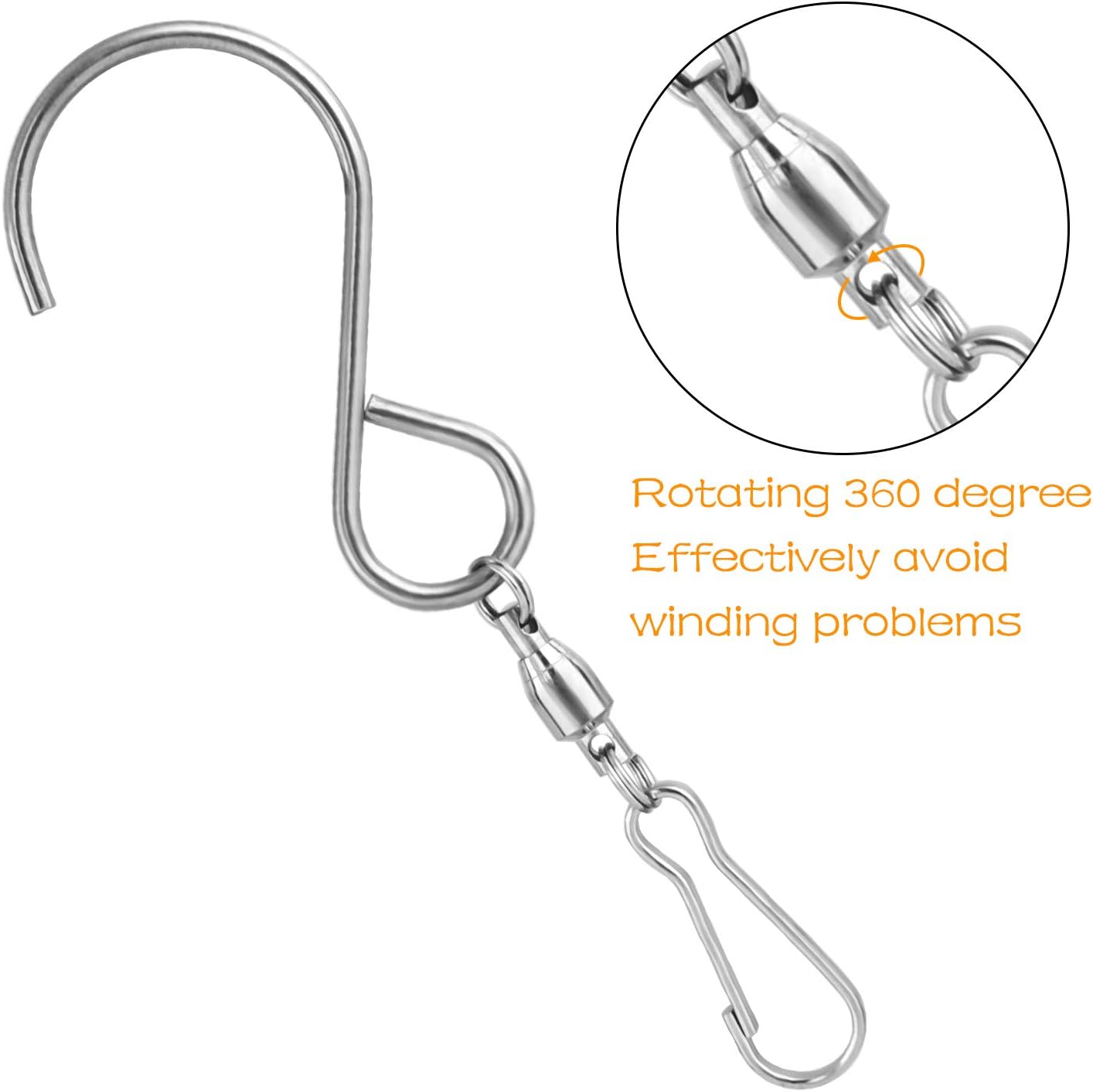 KUUQA 20 Pack Swivel Hooks Clips Wind Spinner S Hook Clips Hanging Wind Chimes Crystal Twisters Party Supplies (Silver)