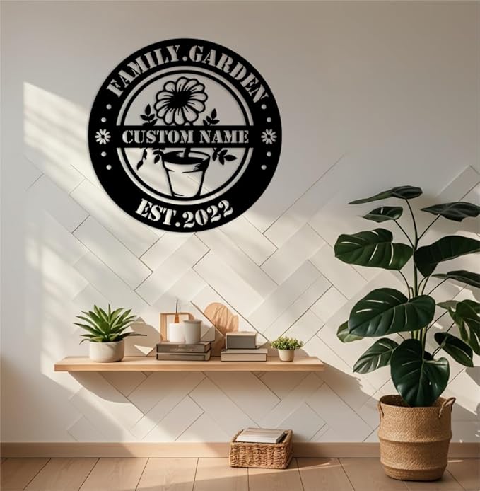 Custom Garden Metal Wall Art Personalized Garden Name Sign Yard Sign Decorative Outdoor Gardening Decor Gifts for Gardeners