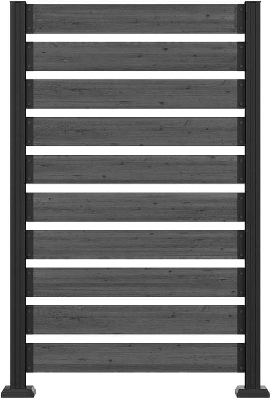 MUPATER 5ft H×3.3ft W No-Dig Wooden Privacy Screen-Dual-Use Design,Ideal Outdoor Privacy Barrier for Hard Surfaces & Soil,Durable Aluminum Post,Suit for Concealing Trash Bins, AC Units, Gray(1 Panel)