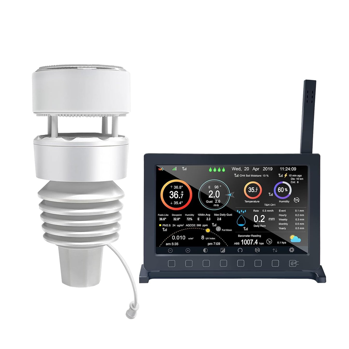 ECOWITT Wittboy Pro Weather Station HP2564, with 7 Inch HP2560 TFT Display Console and WS90 Outdoor Weather Sensor, Supports WU/WeatherCloud/Wow/Ecowitt Servers,915 MHz