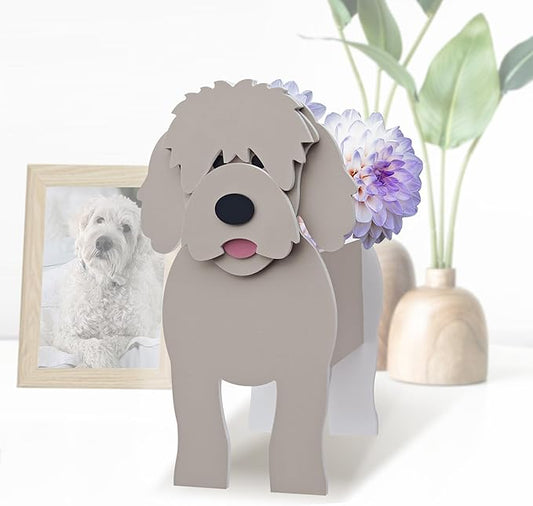 Golden Dou Dog Planter, Cute Animal Shape Flower Planters, Plant Pots for Indoor/Outdoor Garden Decor, Unique Gifts/Souvenirs for Pet Lovers