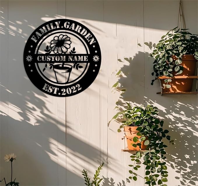 Custom Garden Metal Wall Art Personalized Garden Name Sign Yard Sign Decorative Outdoor Gardening Decor Gifts for Gardeners