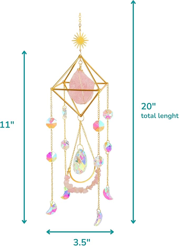 Orange Salt Crystal Suncatchers for Windows, Gemstone Sun Catcher Hanging, Unique Spiritual, Crystal Window Hanging, Boho Home Decor, Natural Stone (Orange Salt Stone)